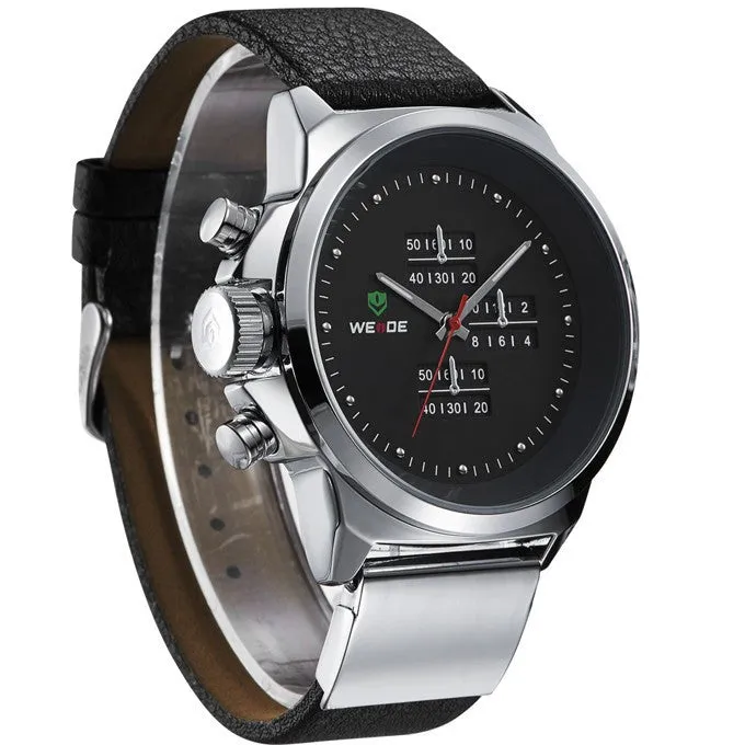 NEW WEIDE Men Watch Sports Watches Analog Display Japan Quartz Movement Waterproof Fashion Leather Strap Watches