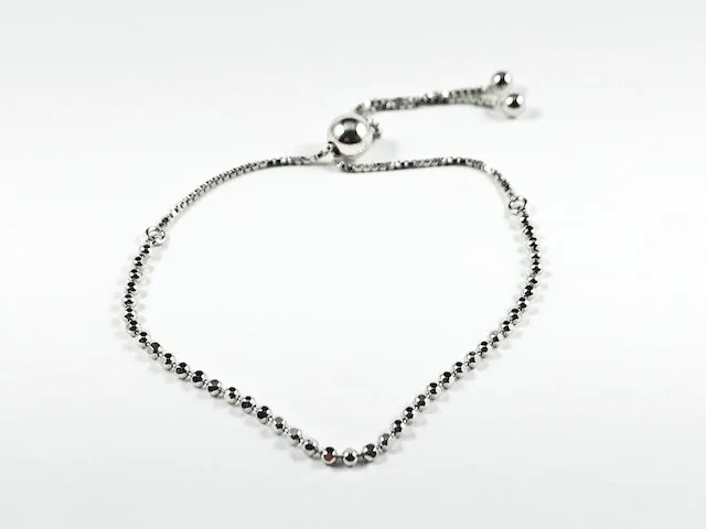 Nice Dainty Multi Silver Round Ball Charms Draw String Silver Bracelet