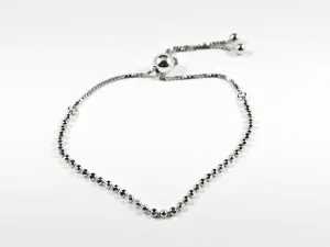 Nice Dainty Multi Silver Round Ball Charms Draw String Silver Bracelet