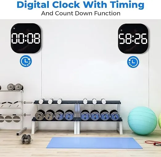 R RUNILEX Digital Wall Clock Large Display, 10.5” LED Digital Clock with Date and Temperature, Auto Dimming, Day of Week, with Remote Control, Perfect for Home Office Living Room(White)
