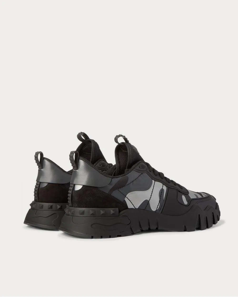 Rockrunner Plus Camouflage-Print Rubber, Suede and Canvas  Black low top sneakers