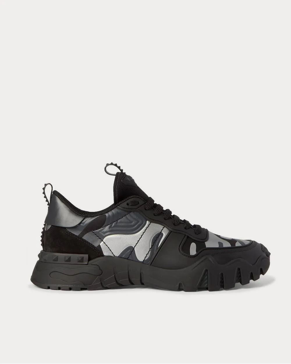 Rockrunner Plus Camouflage-Print Rubber, Suede and Canvas  Black low top sneakers