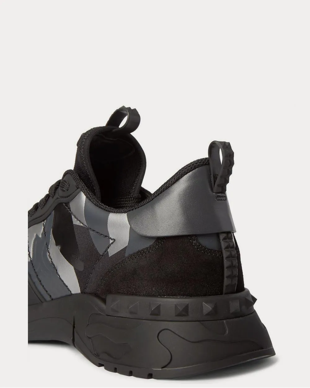 Rockrunner Plus Camouflage-Print Rubber, Suede and Canvas  Black low top sneakers