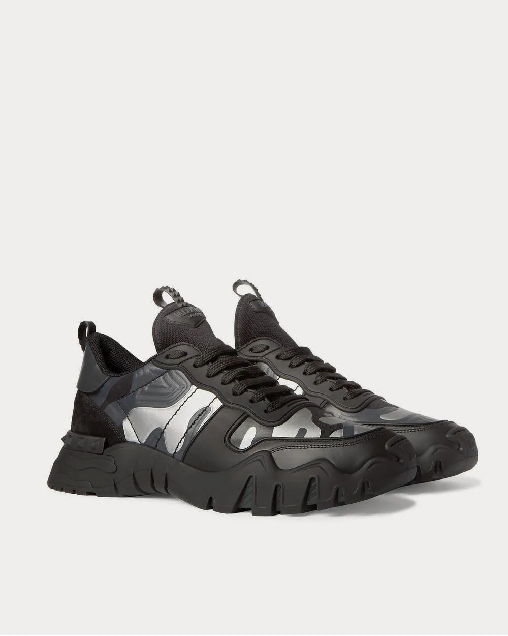 Rockrunner Plus Camouflage-Print Rubber, Suede and Canvas  Black low top sneakers