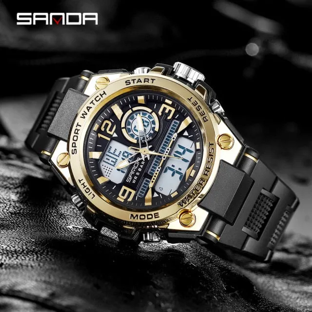 SANDA LED Digital Sports Dual Display Watch