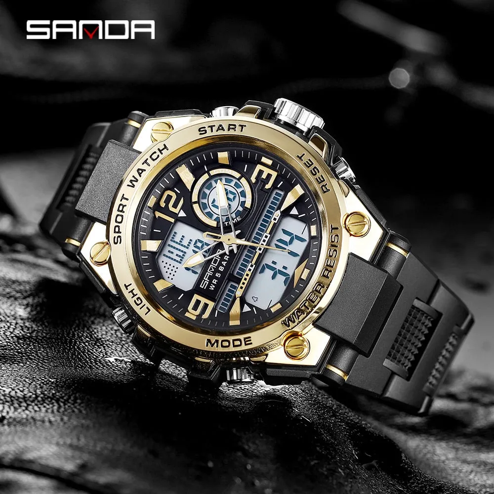 SANDA LED Digital Sports Dual Display Watch