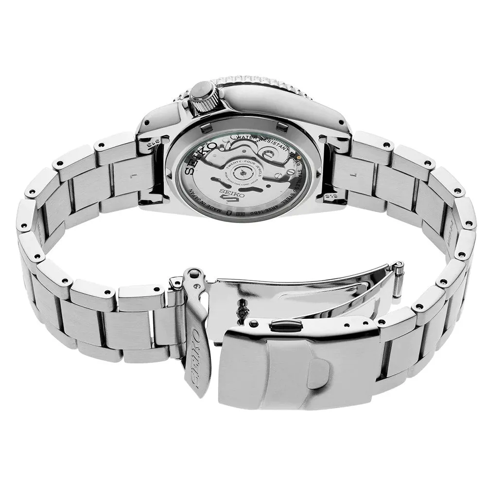 SEIKO Men's Off-White Dial Silver Stainless steel Band Analog 5 Sports  Automatic Watch - SRPK31