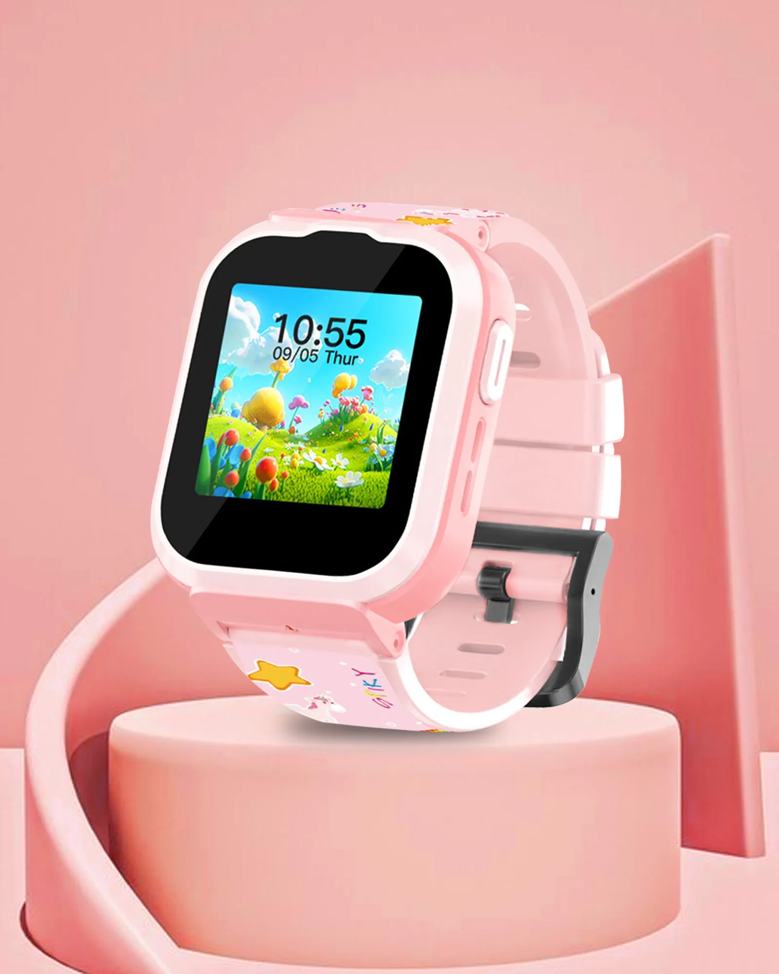 Spiky Cyclops 4g Video & Voice Calling Dewatering Waterproof Kids Smartwatch Printed strap - Blue