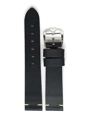 Squale Handmade Black Leather Strap - 20mm