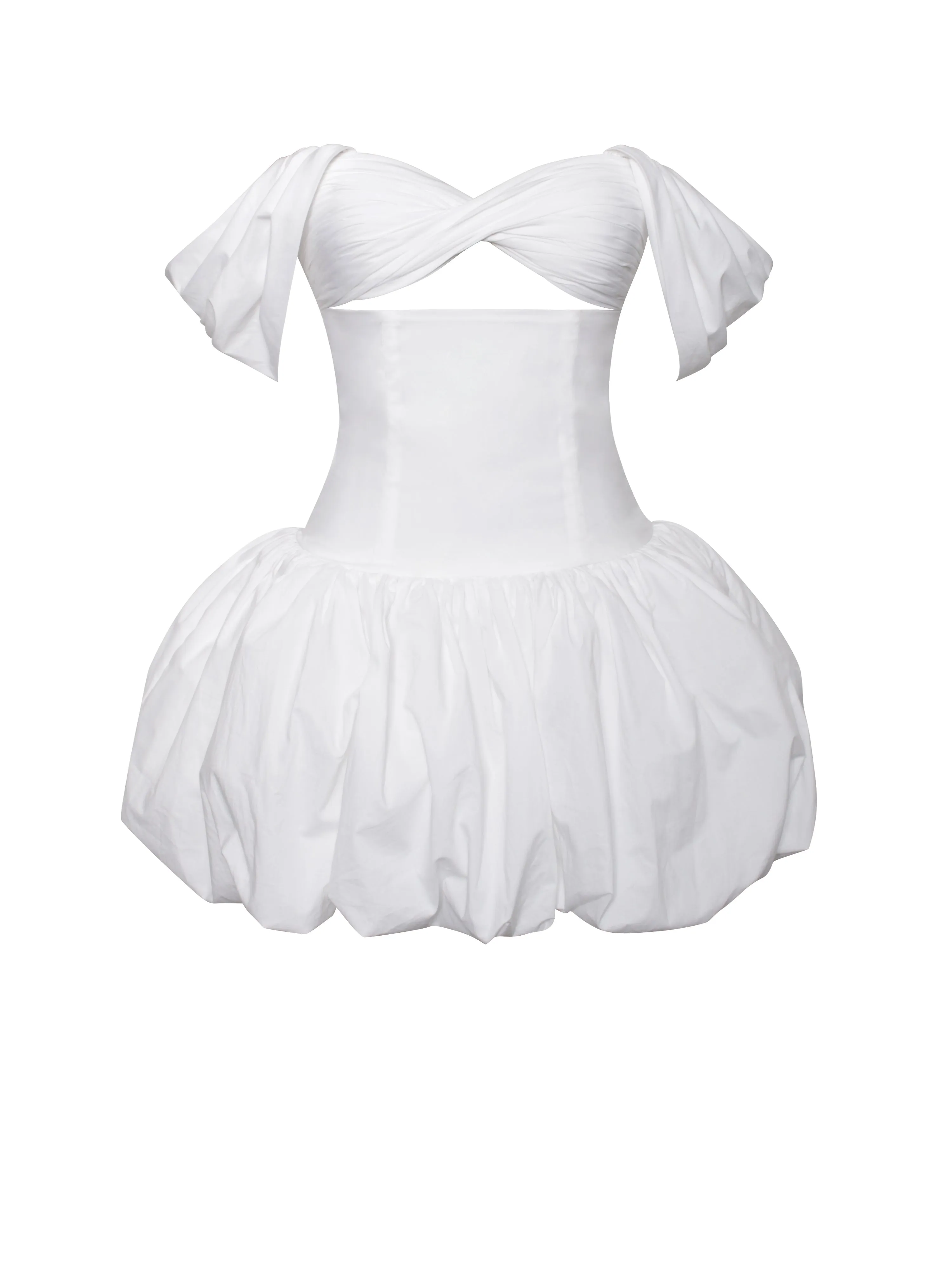 Umika White Bubble Charming Hem Mini Dress