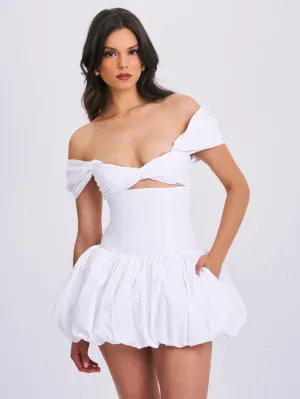 Umika White Bubble Charming Hem Mini Dress