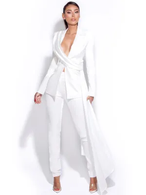 Vayla White Skinny Charming Fit Crepe Trousers