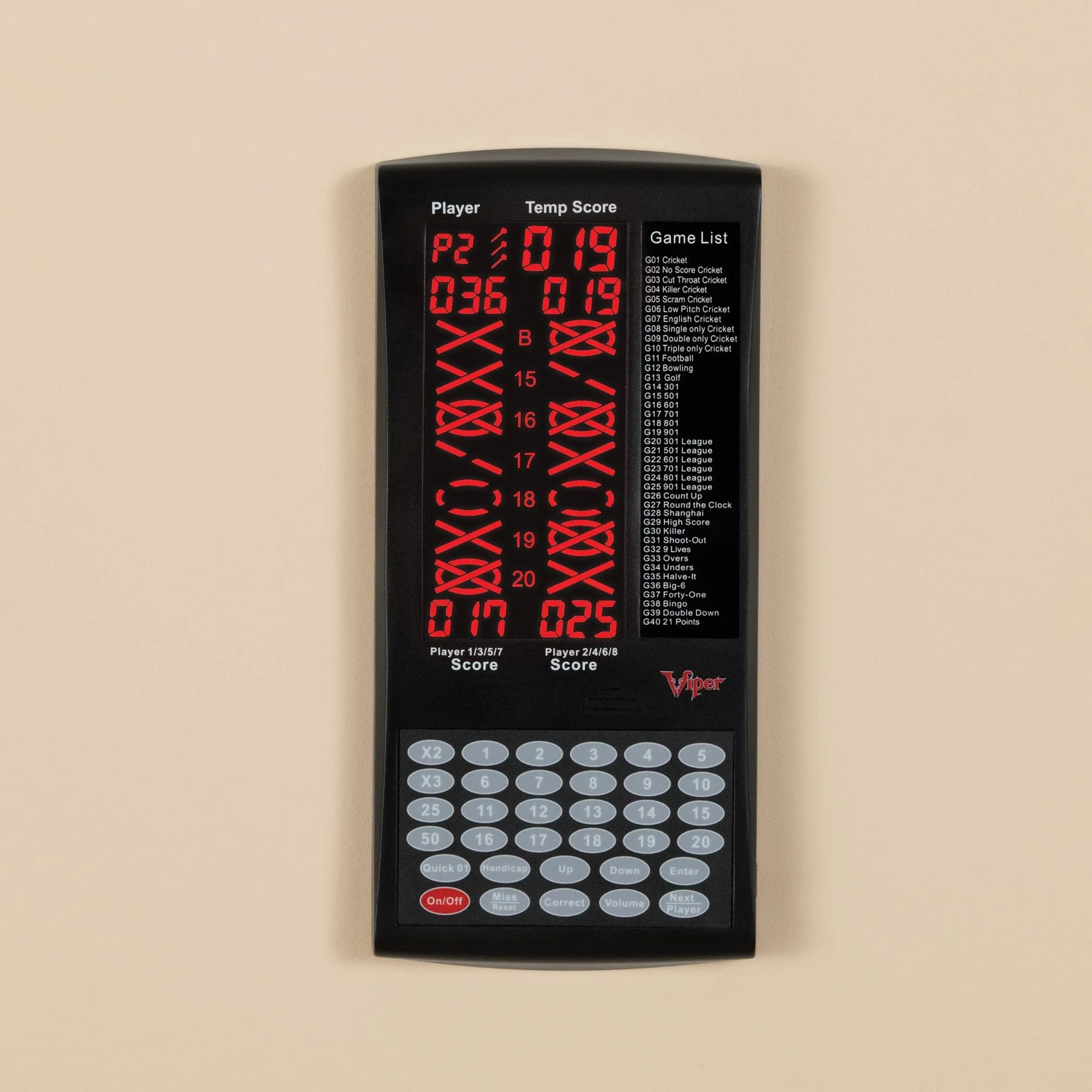 Viper ProScore Touchpad Scorer - 40 Games - Electronic Darts Scoring - Black