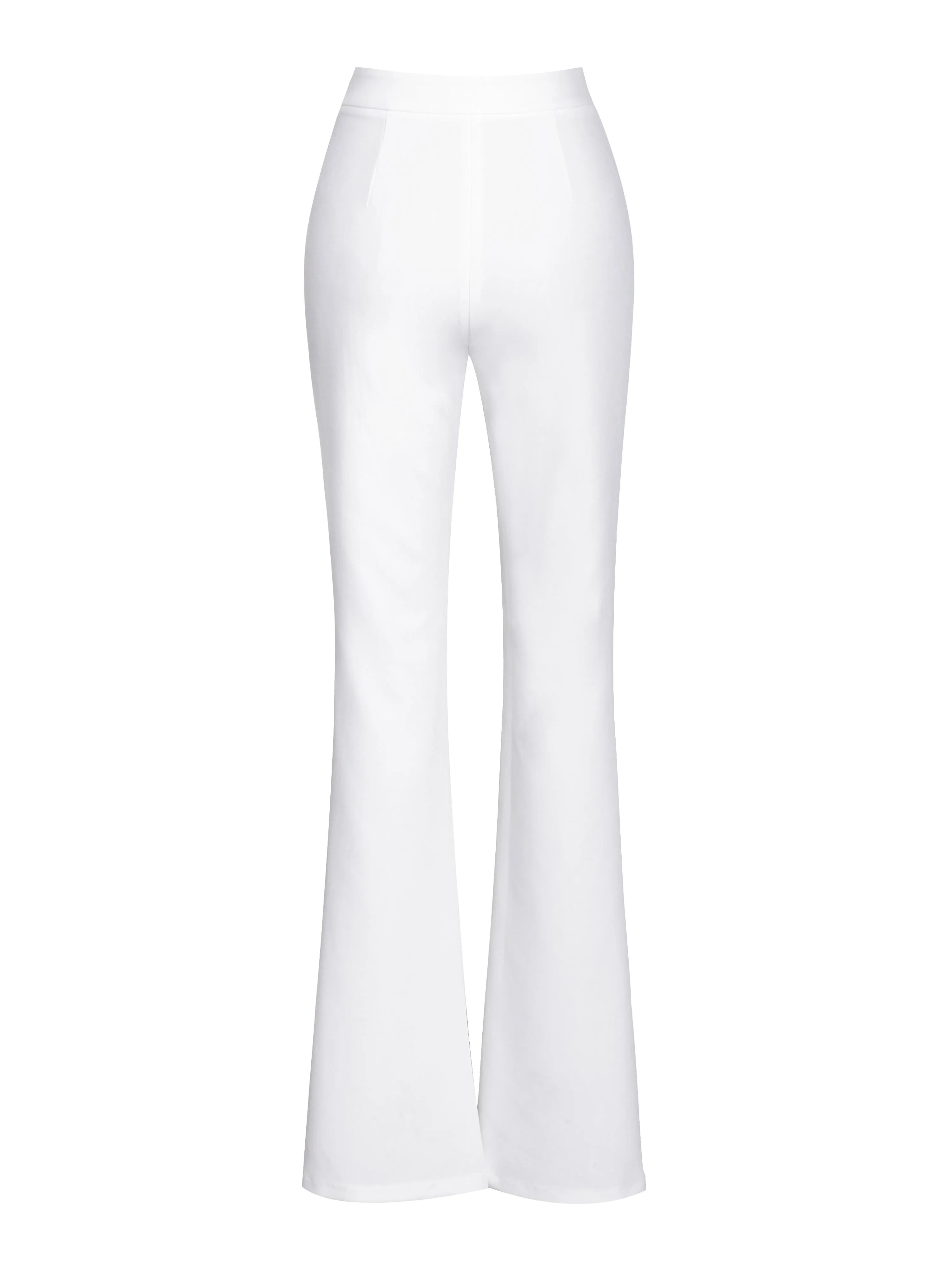 Waleria White Stretch Charming Crepe Flare Pants