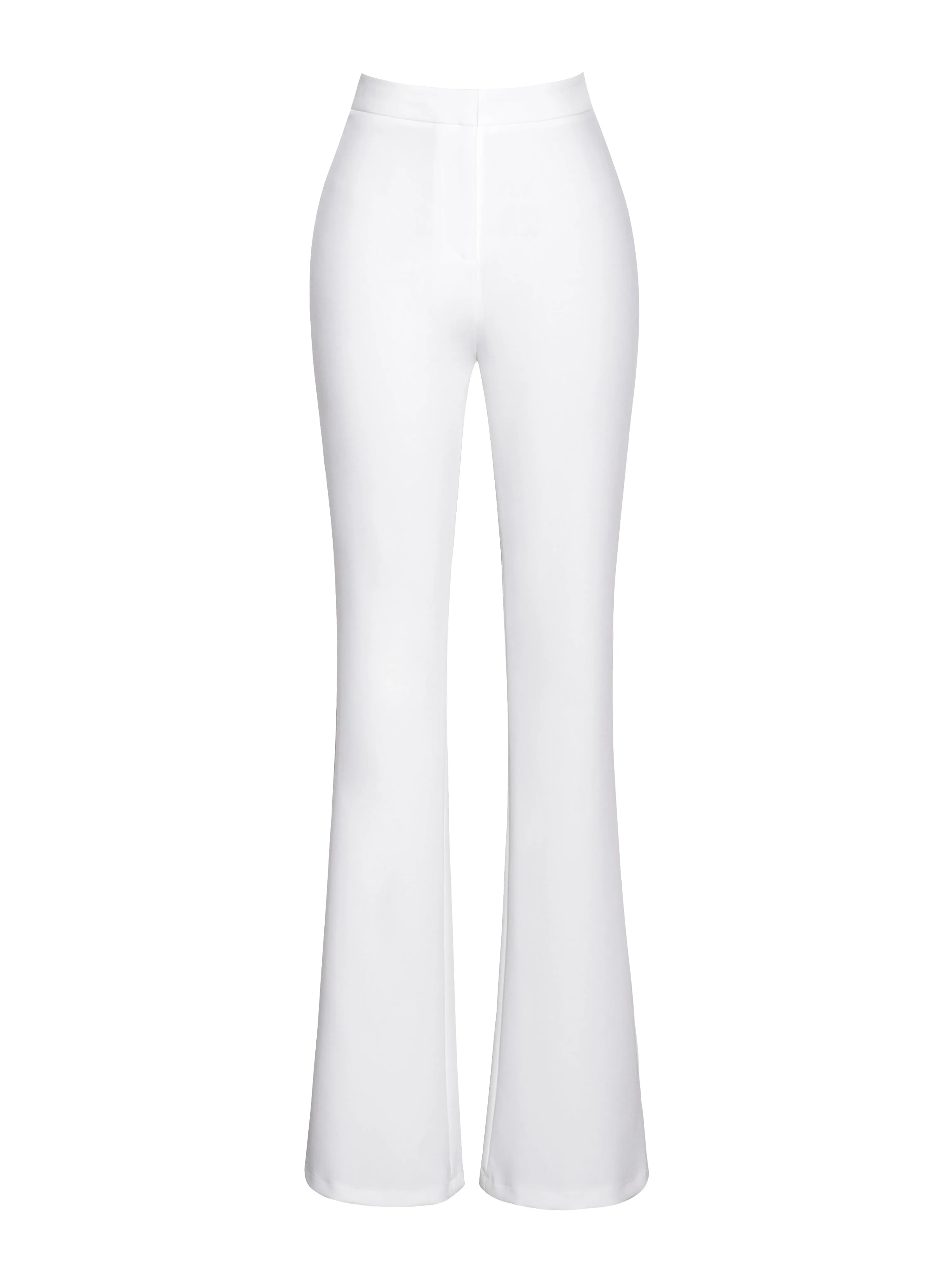 Waleria White Stretch Charming Crepe Flare Pants