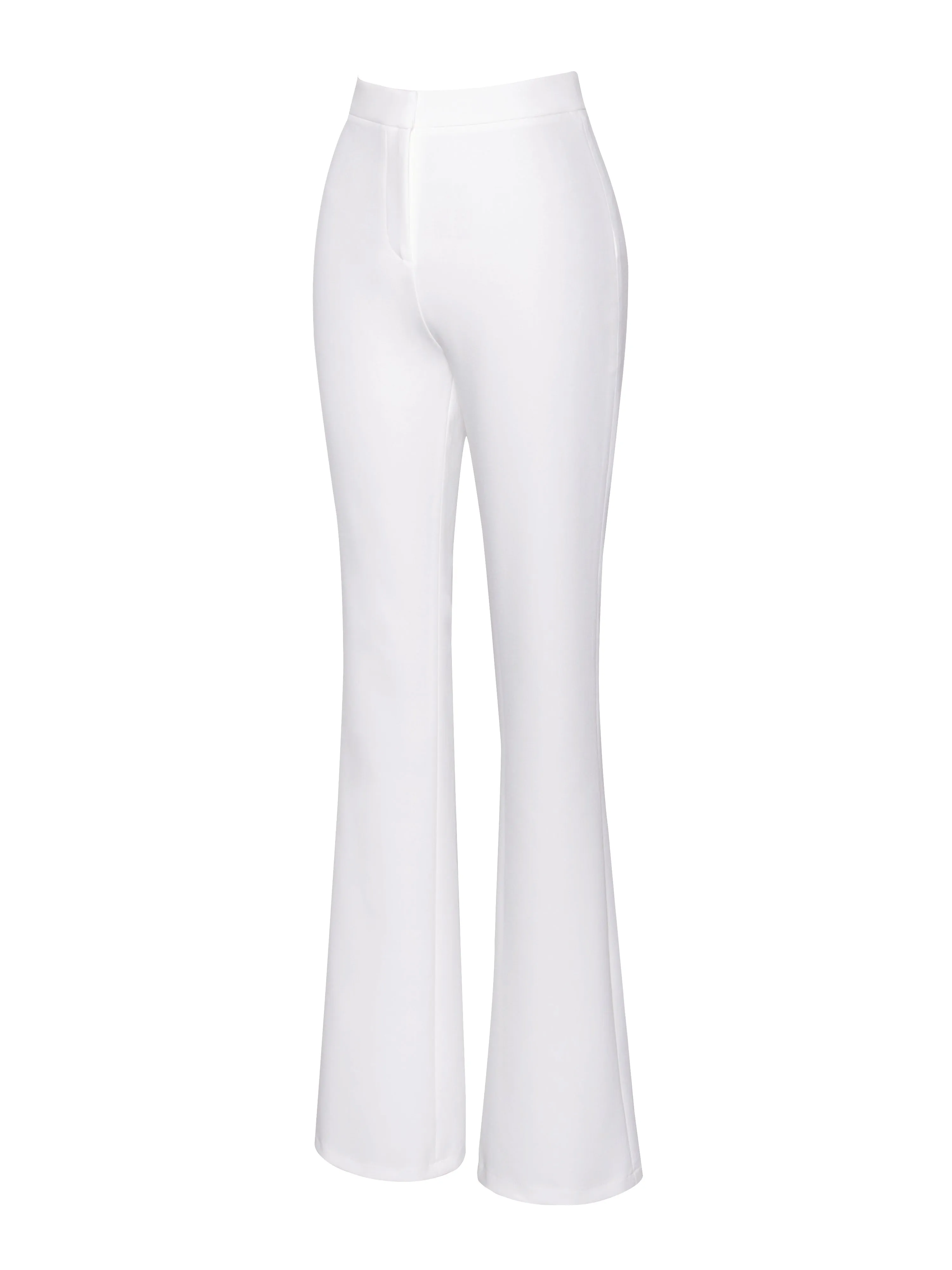 Waleria White Stretch Charming Crepe Flare Pants