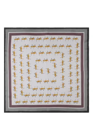White Lena Pure Silk Printed Scarf 70x70 cm