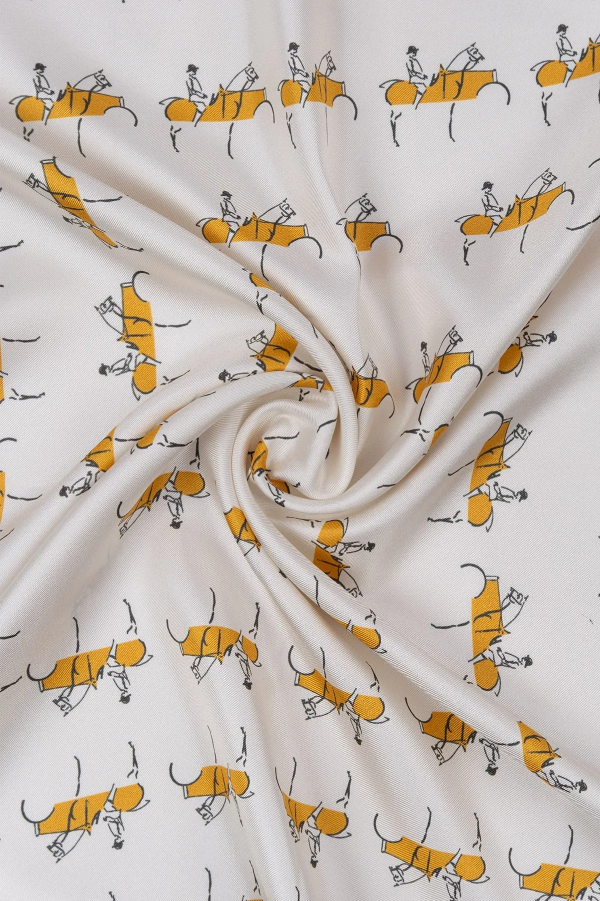 White Lena Pure Silk Printed Scarf 70x70 cm