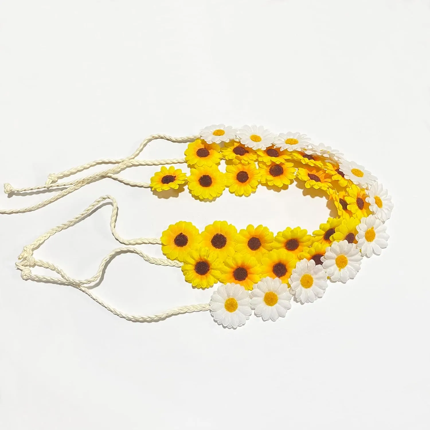 zYoung Sunflower Crown Hippies Daisy Hair Wreath Bridal Headpiece Photo Props (2 yellow  1 white)
